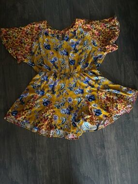 Umgee Yellow Floral Short Sleeve romper